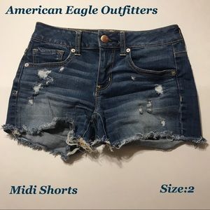Distressed Midi Shorts